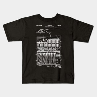 Hammond Organ Patent - White Ink Kids T-Shirt